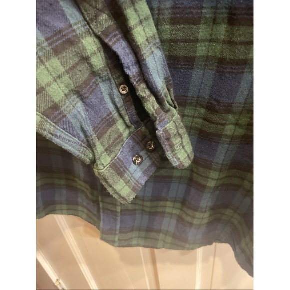VTG Woolrich Blue & Green Plaid Flannel Button Down Shirt Large 100% Cotton XXL - Picture 5 of 9